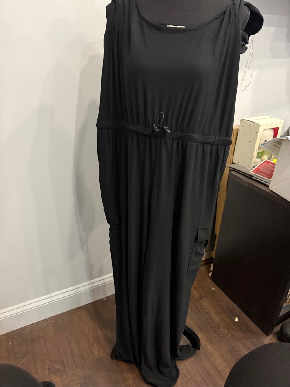 Derek Heart Black Sleeveless Jumpsuit with Drawstring Waist